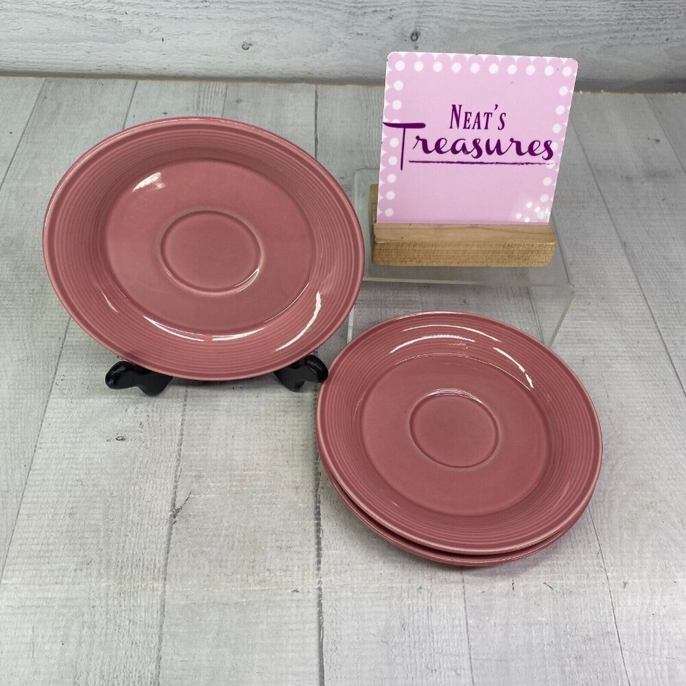 Nancy Calhoun DARK ROSE Solid Color Japan Smooth Round Stoneware Saucers Set 3